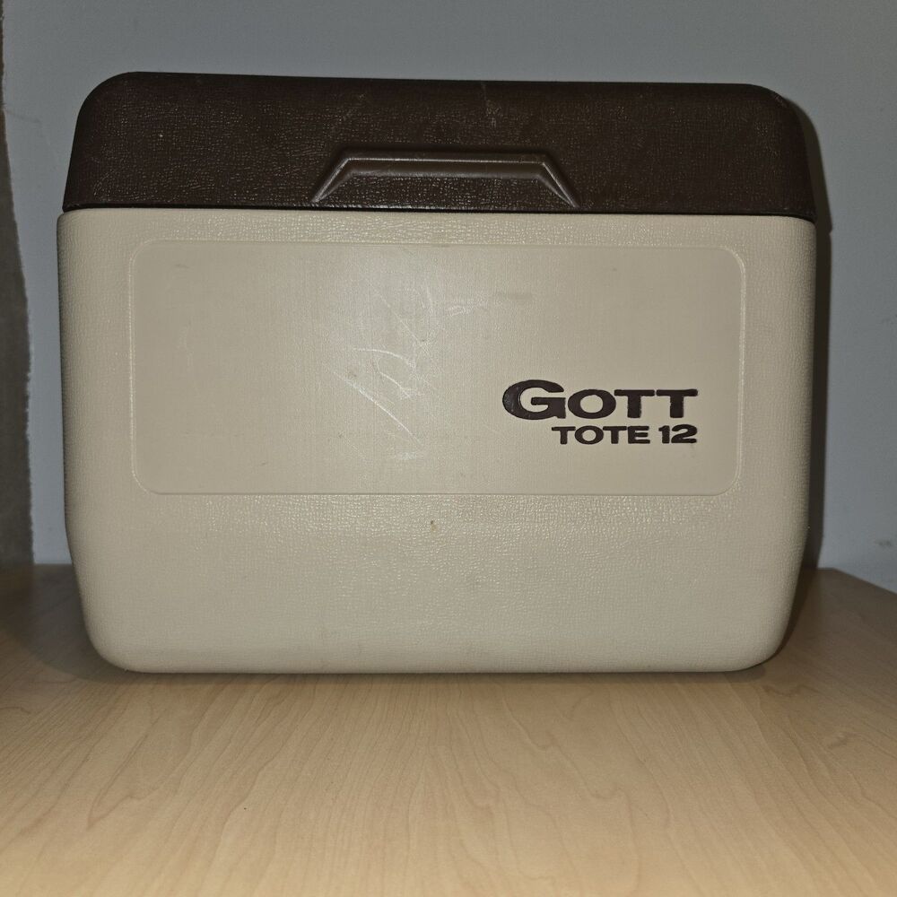 Vintage Gott Tote 12 Cooler Model 1811 Brown Beige Without Ice Freezer Pack